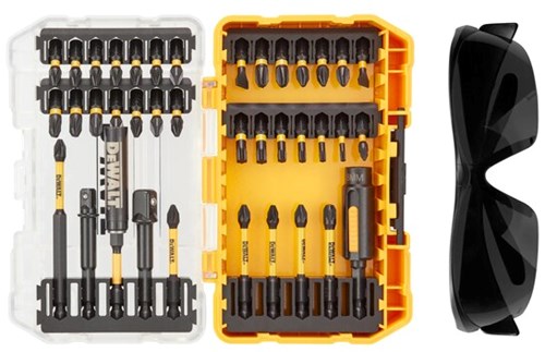 Dewalt accessories 38-piece flextorq screwdriver bit set with sunglasses | in tough case - dt70740t-qz