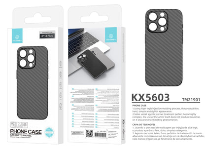 Techancy Capa Para Telemóvel Ultra Fina Em Fibra De Carbono KX5603, Compatível Com Iphone 14 Plus, Material Pp De 0,5 Mm.