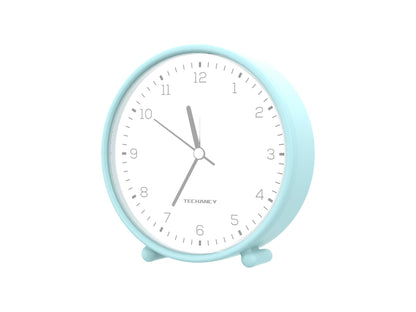 Techancy Mini despertador de mesa ME2624 silencioso números grandes espelho HD corpo ABS portátil para quarto e secretária cor azul